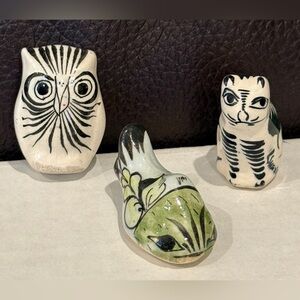 Mexico Folk Art Mini Owl Fish Cat Tonala